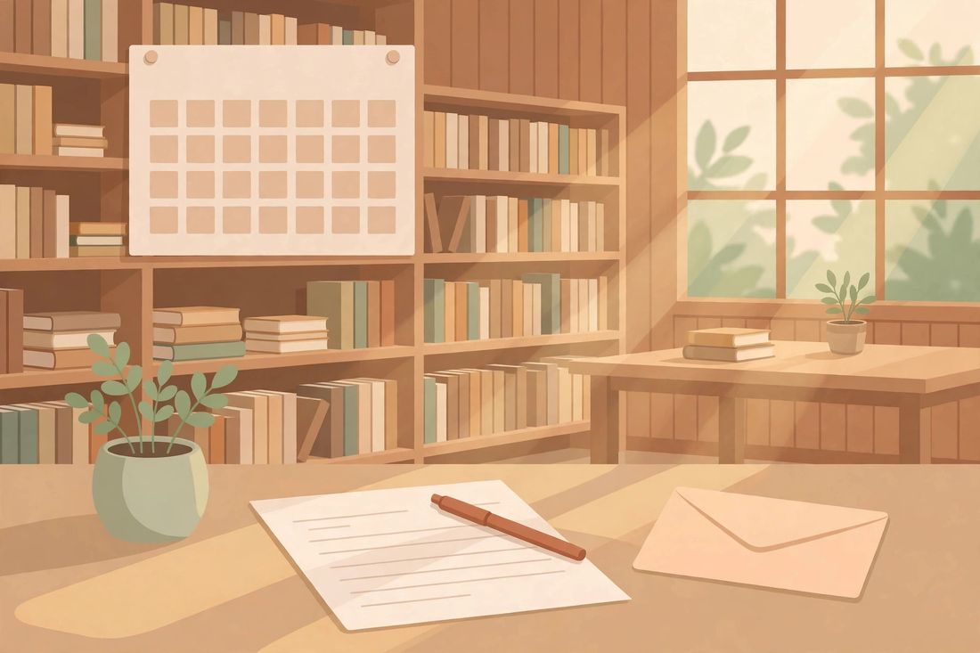 Bibliothek mit Bücherregalen und Lesetischen