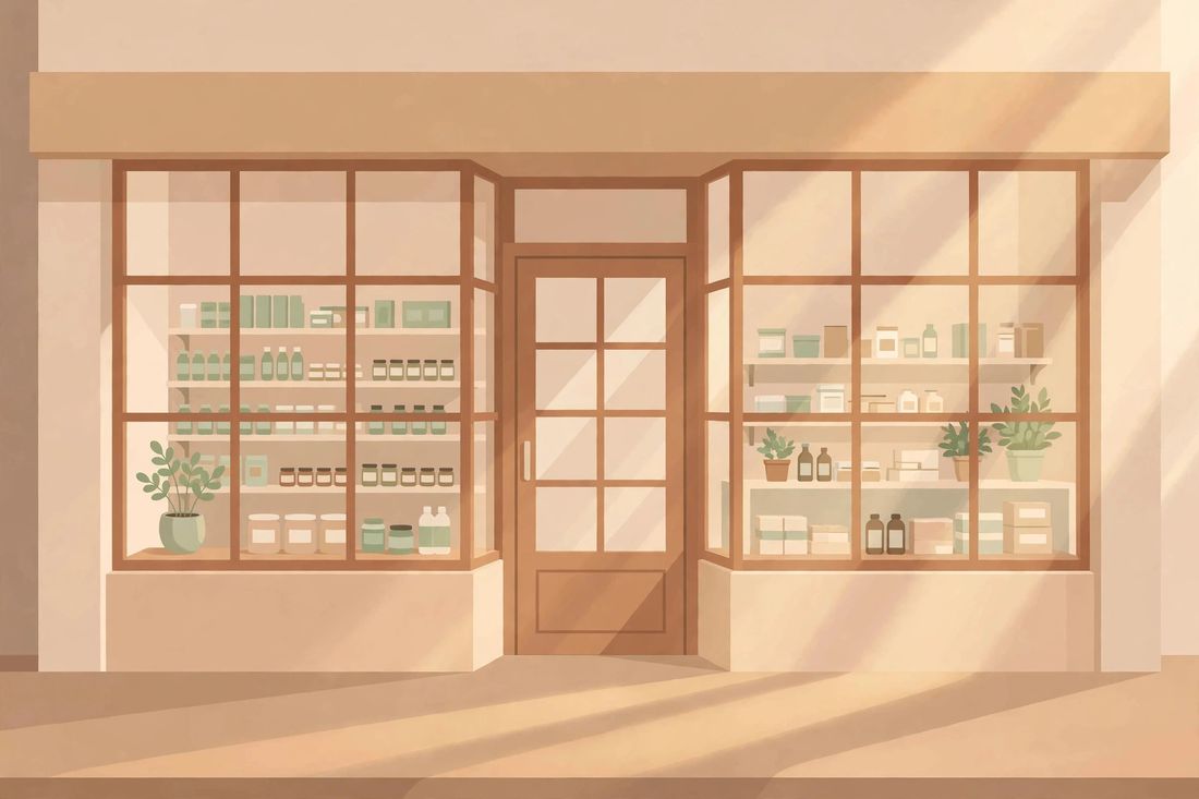 Apotheke mit Schaufenstern